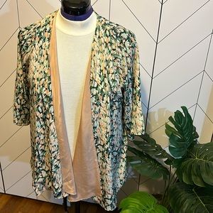 H&M Women’s 12 Floral Green Pink Rose Draped Spring Summer Jacket Cardigan